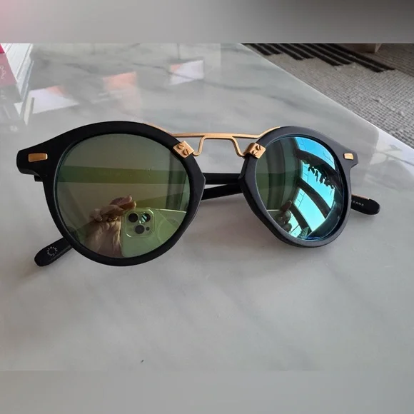 Krewe St. Louis Polarized Sunglasses, 46mm - Matte Black / Aqua - Picture 3 of 8